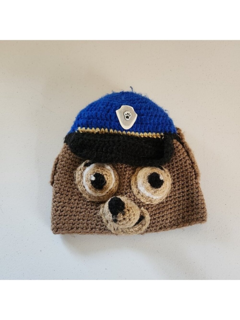 Handmade Paw Patrol Chase Crochet Winter Hat Cap Baby Toddler 12-18 months